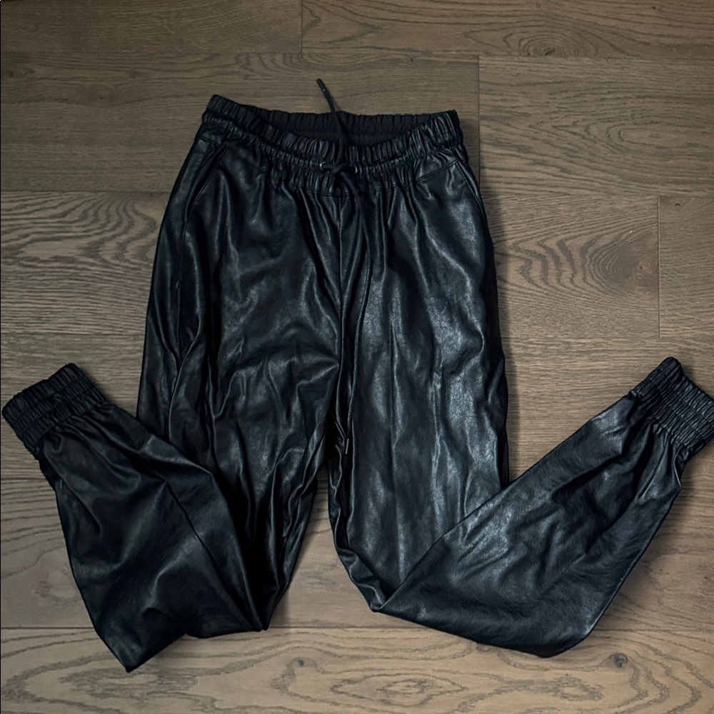 Dynamite Black Faux Leather Joggers